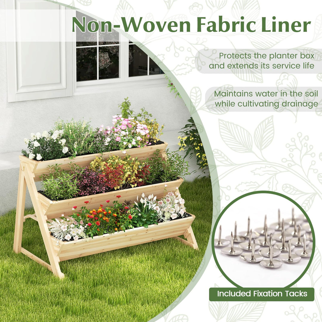 Giantex 3-Tier Raised Garden Bed, Wooden Vertical Planter Box with Storage Shelf