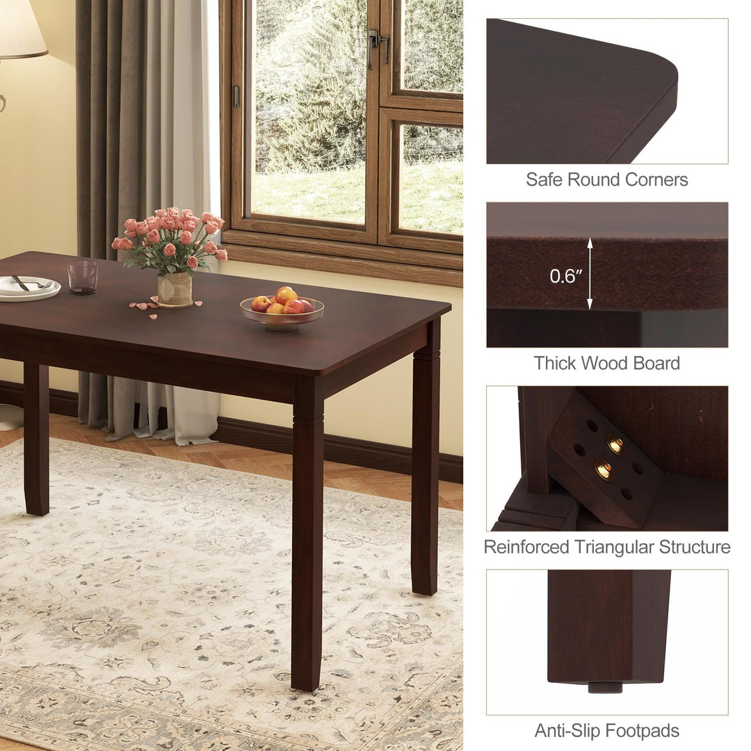 Giantex Dining Table for 4 People, 48” x 29” Kitchen Table with Wood Legs, Rectangular Dinner Table for Small Space