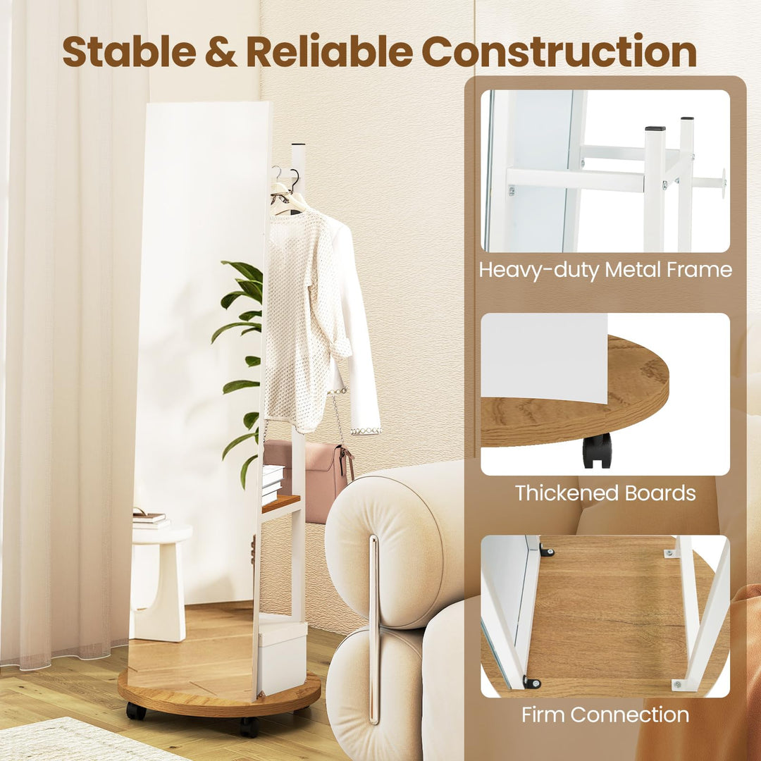 CHARMAID 55" Full Length Mirror with Coat Rack