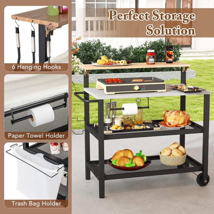 Giantex 2-Piece Outdoor Kitchen Grill Cart Set