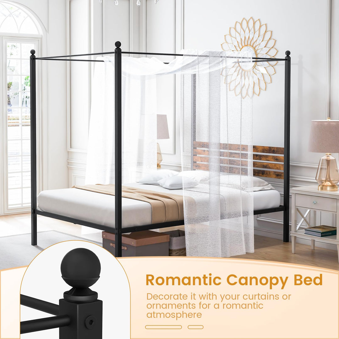 Giantex Queen/Full/Twin Size Metal Canopy Bed Frame