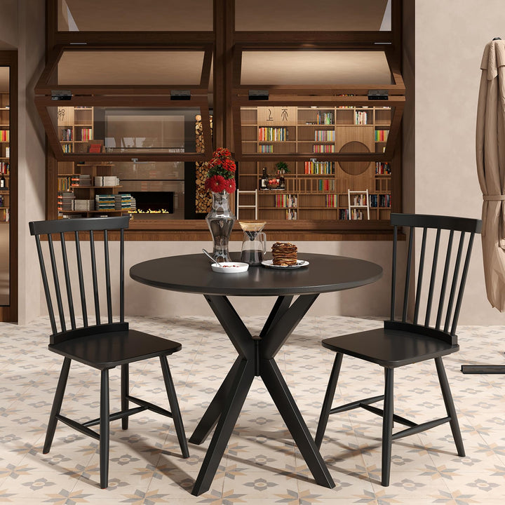 Giantex Windsor Dining Chairs Set of 2/4 Black, w/Wide Seat &amp; Spindle Back, Max Load 400 Lbs