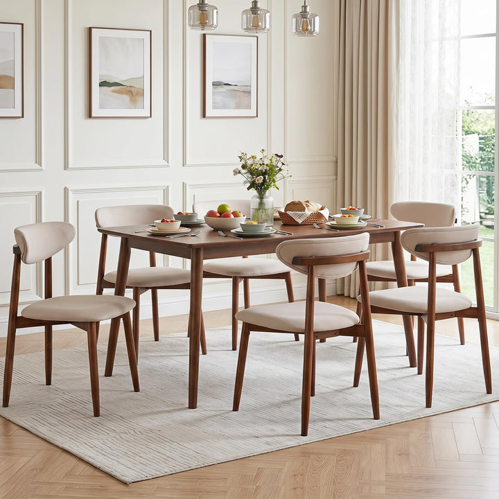 Giantex Modern Upholstered Wooden Dining Chairs with Fabric Padded Seat (2/4)