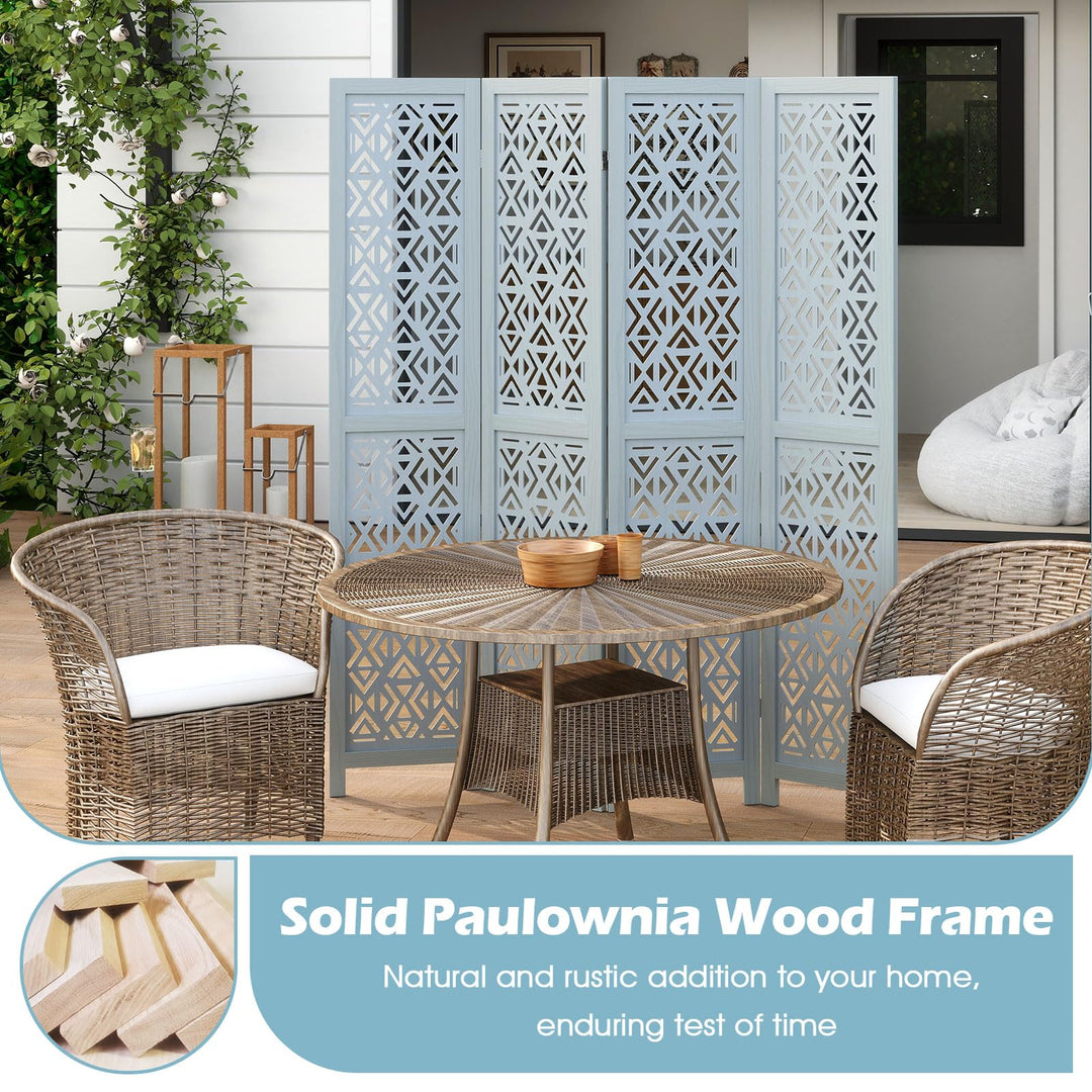 Giantex Room Divider 4/6 Panels - Boho Room Dividers with Carved Cutout Pattern &amp; Solid Wood Frame, Fully Assembled