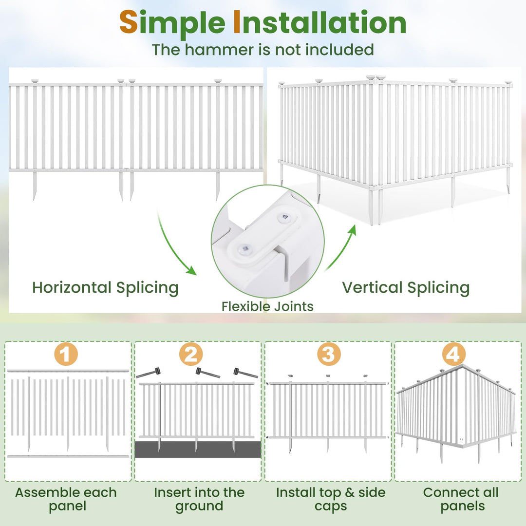 Giantex White Picket Fence - 2 Panels, 80&