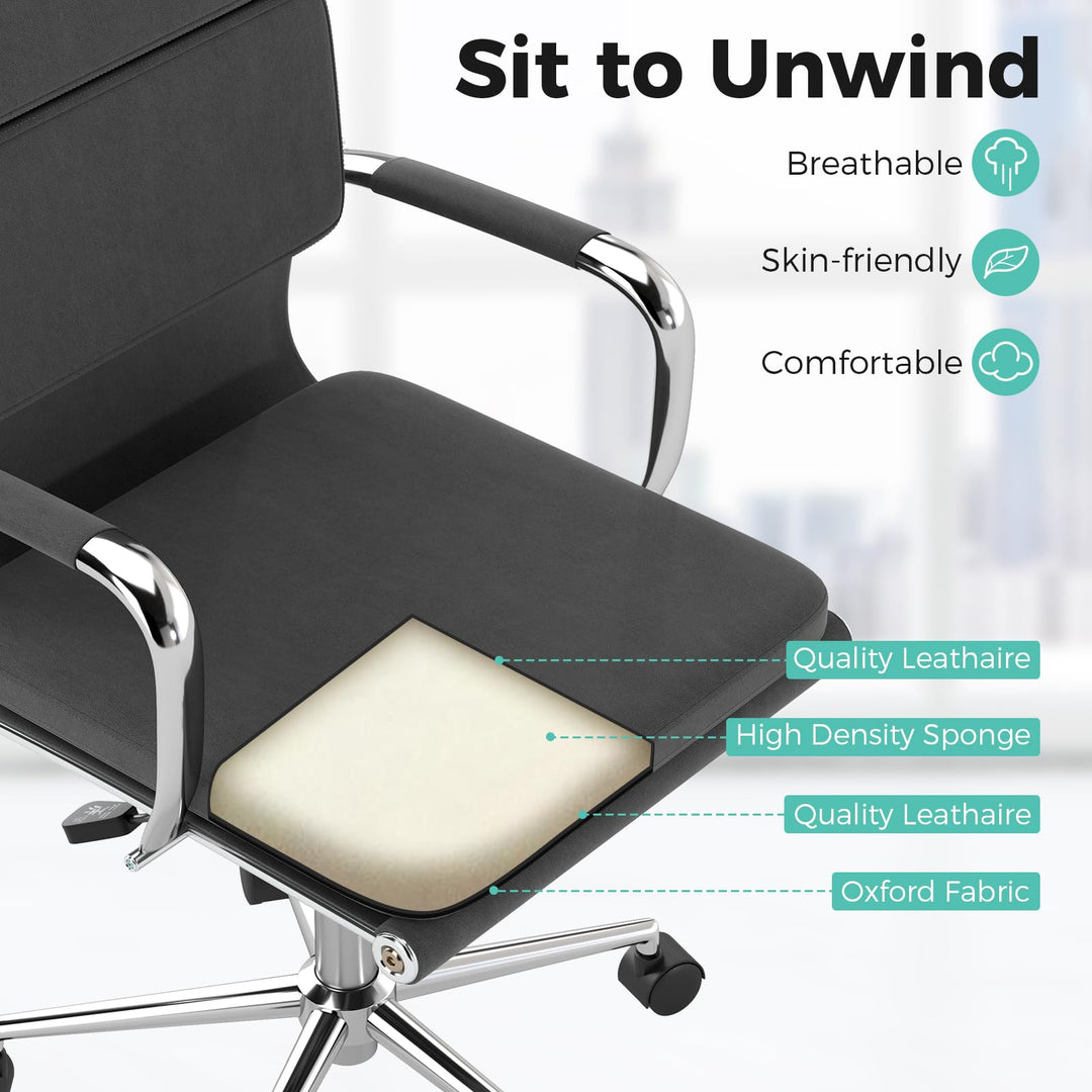 Giantex Ergonomic Office Chair Mid Back Fabric Desk Chair with Armrest