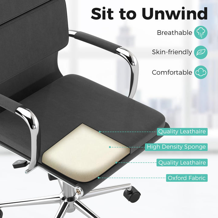 Giantex Ergonomic Office Chair Mid Back Fabric Desk Chair with Armrest
