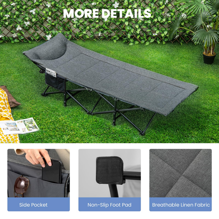 Giantex Folding Camping Cot for Adults - Sleeping Cot Bed with Carry Bag, Cushion &amp; Headrest, 10 Foots