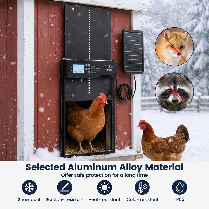 Giantex Aluminum Auto Chicken Coop Door Solar Powered with Light Sensor &amp; Timer