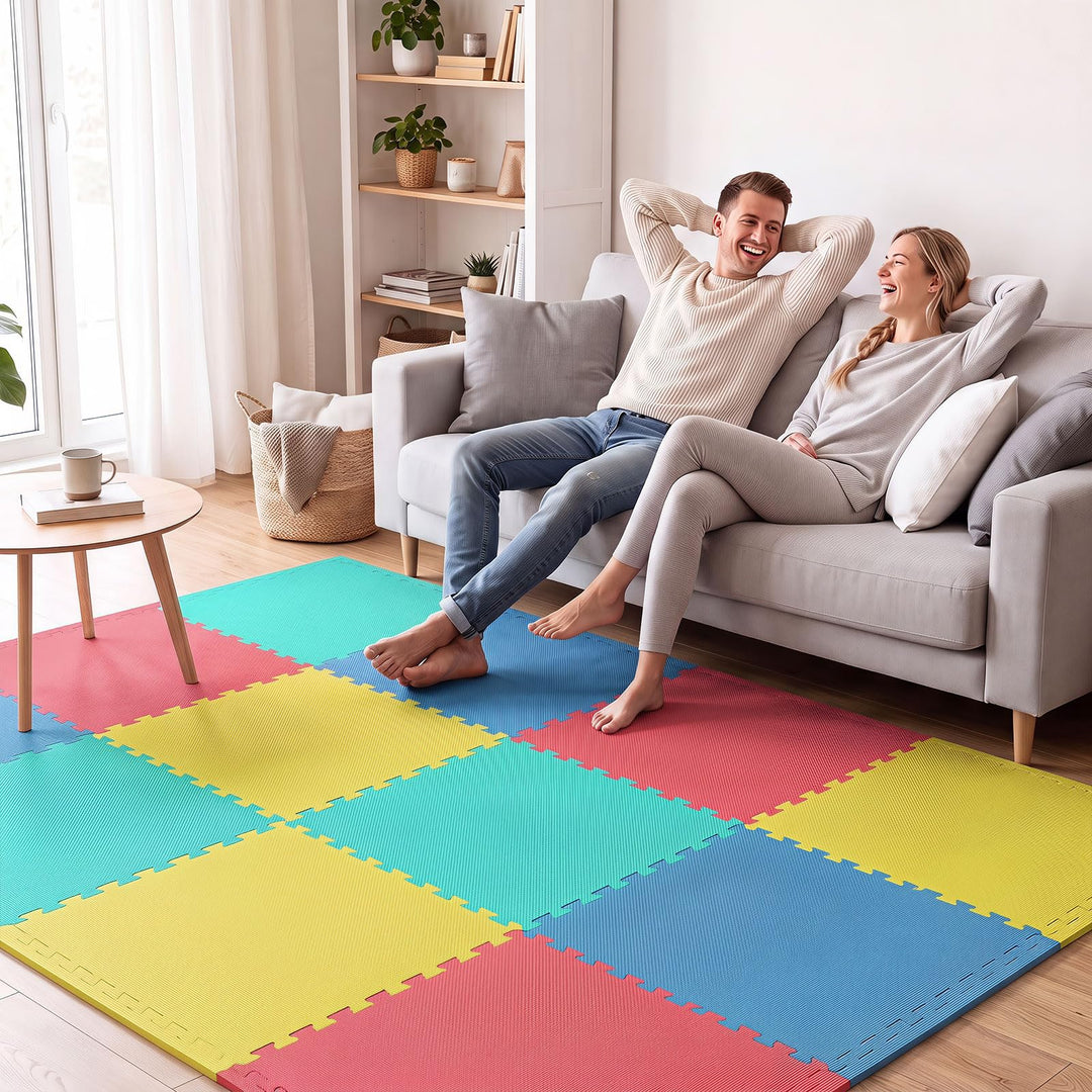 Giantex 12 PCS/ 24 PCS Interlocking Exercise Mat with Borders