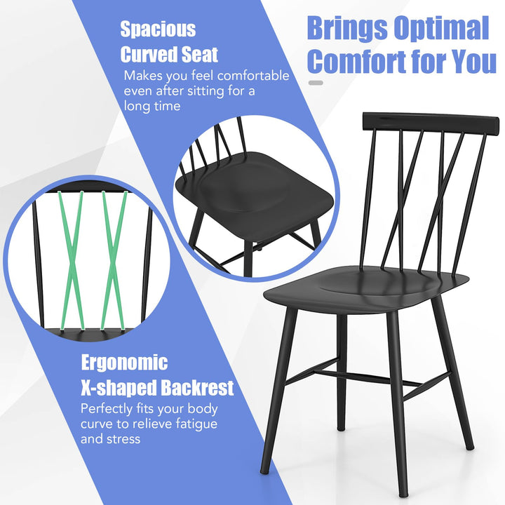 Giantex Metal Dining Chairs Set, Farmhouse Kitchen Chairs w/High Cross Backrest &amp; Curved Seat