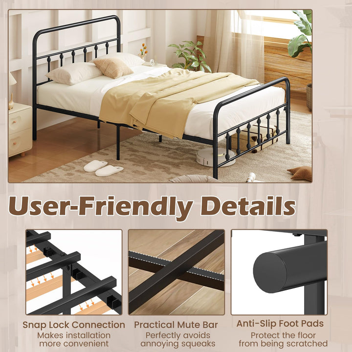 Giantex King/Queen/Full Size Metal Platform Bed Frame, Victorian Style Platform Bed with Headboard &amp; Footboard
