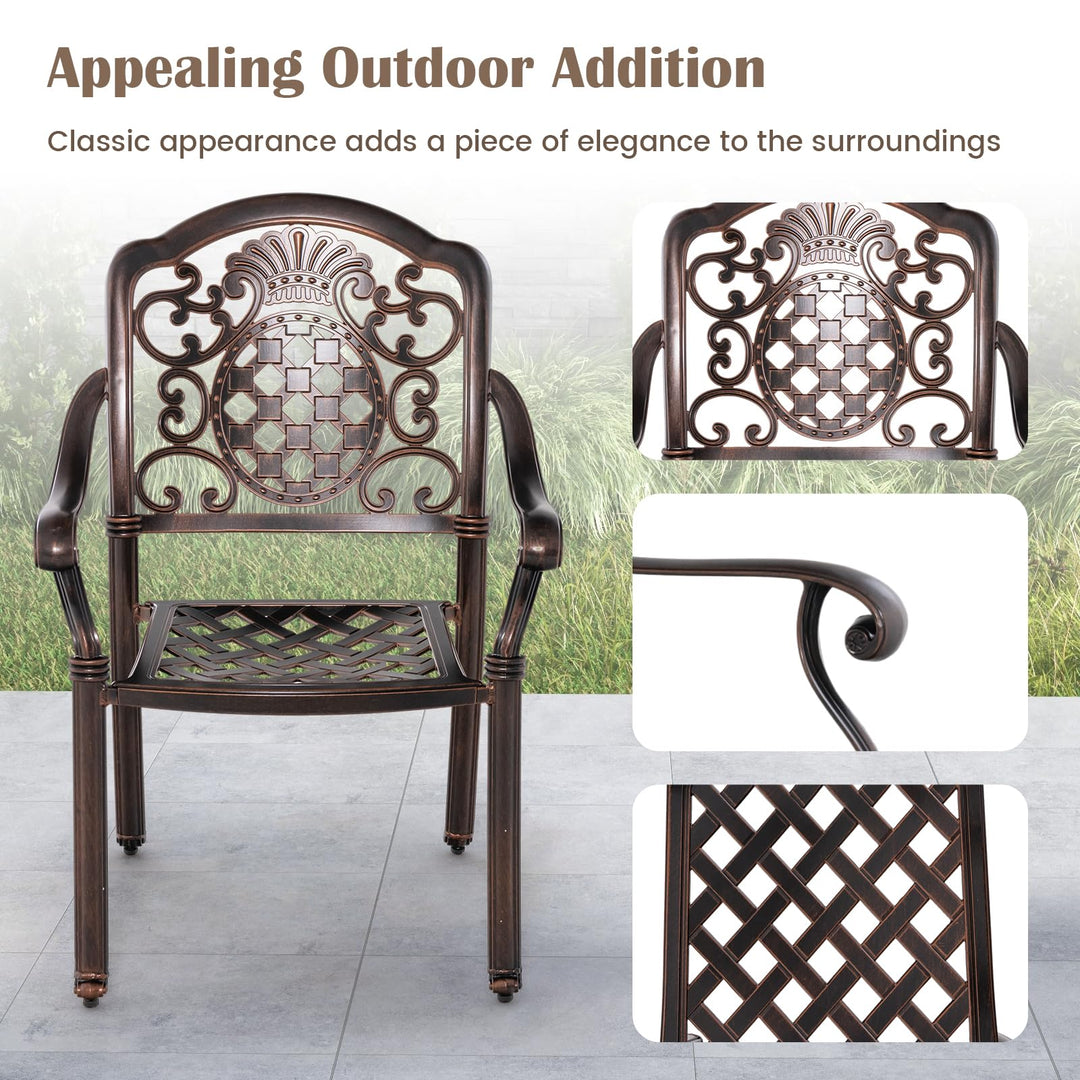 Giantex Patio Chairs Set of 2, Easy Assembly Stackable Cast Aluminum Outdoor Chairs with Armrest &amp; Adjustable Footpads