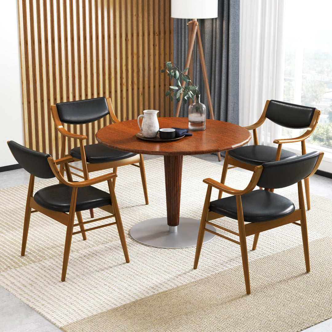 Giantex Wooden Dining Chairs Set of 2/4, PU Leather Upholstered Kitchen Chairs w/Padded Seat &amp; Back