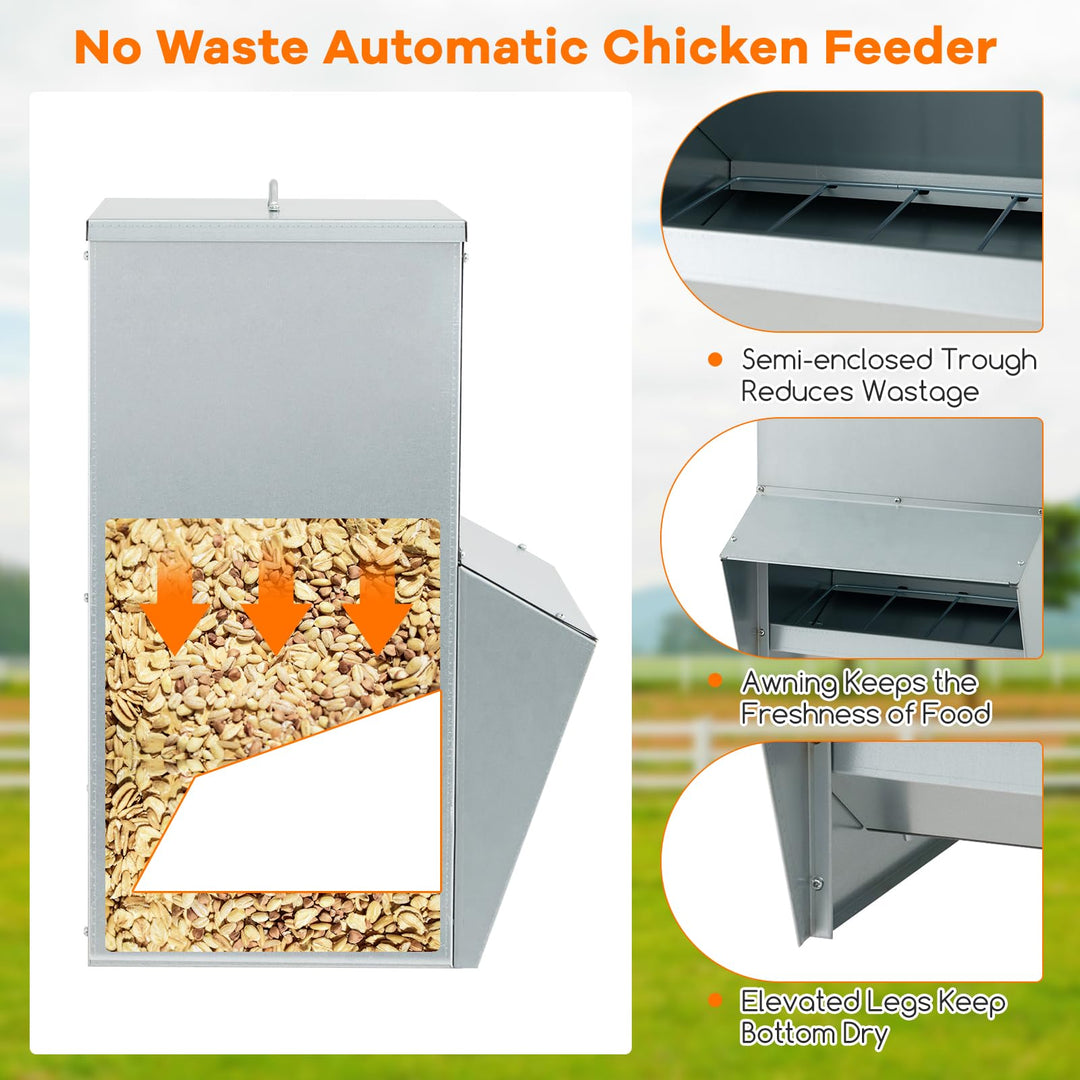 Giantex 30 lbs Galvanized Chicken Feeder