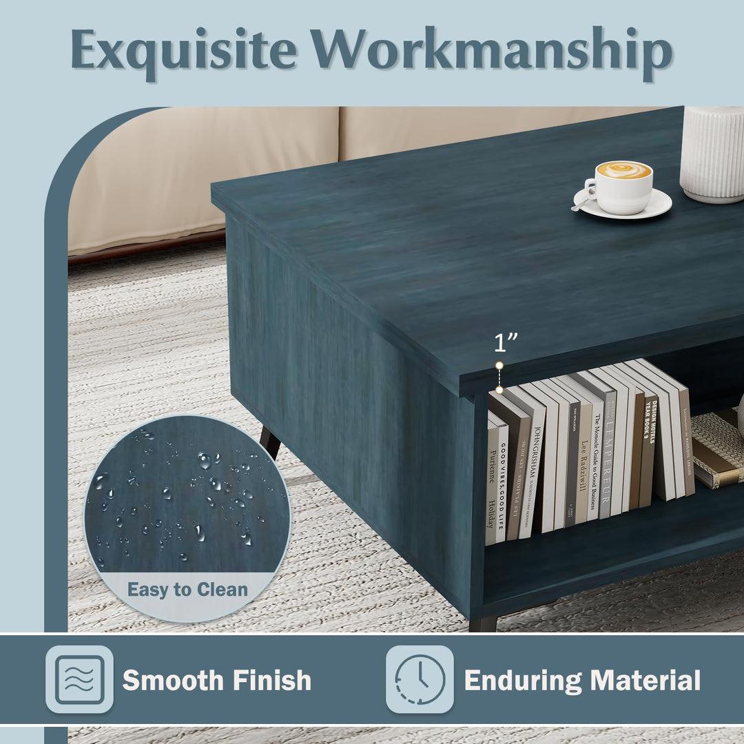 Giantex 2-Tier Mid Century Modern Coffee Table with Storage Shelves Compartments