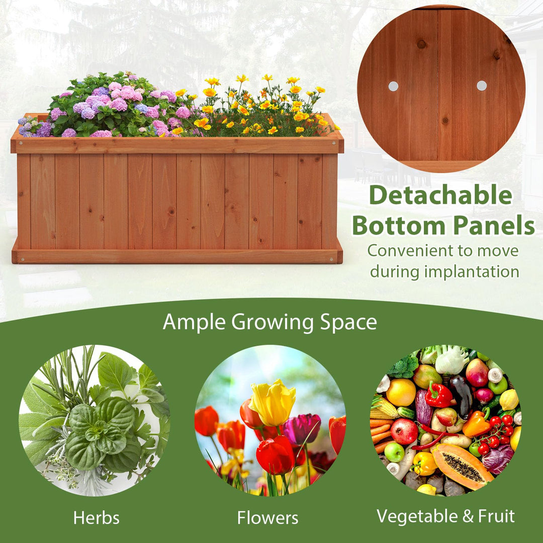 Giantex Raised Garden Bed | 31”x14”x12” Wooden Planter Box with 4 Drainage Holes (1/2)