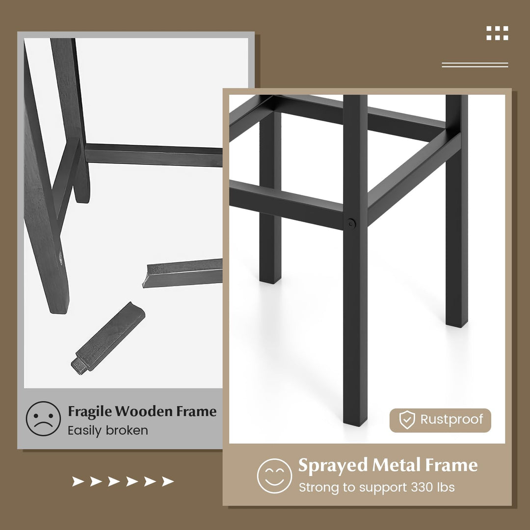 Giantex Bar Stools Set of 4, 26" Backless Barstools with Metal Legs &amp; Footrest, Breakfast Bar Dining Chairs