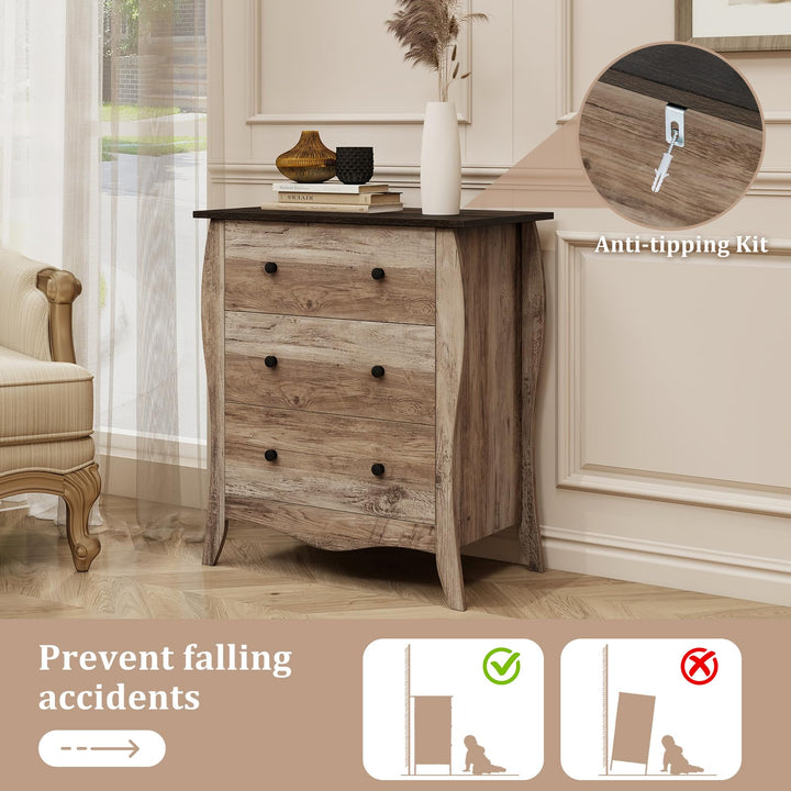 Giantex Storage Cabinet with Foldable &amp; Detachable Fabric Drawers, Anti-Tipping Kit, 26.5” x 15” x 30” Farmhouse Floor Cabinet