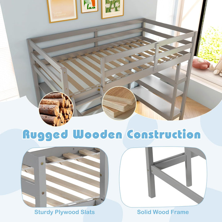 Giantex Loft Bed with Desk &amp; Bookshelves