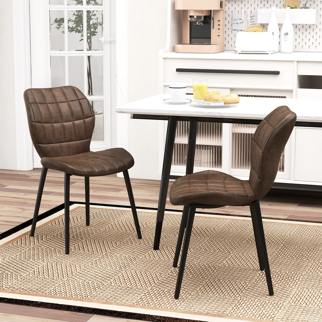 Giantex Upholstered Dining Chairs, Mid Century Retro Kitchen Chairs w/Padded Back &amp; Seat