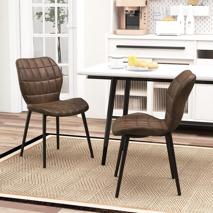 Giantex Upholstered Dining Chairs, Mid Century Retro Kitchen Chairs w/Padded Back &amp; Seat