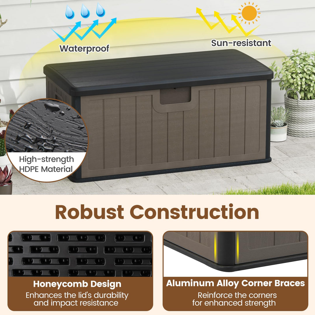 Giantex 100 Gallon Deck Box, Waterproof Resin Box with Lockable Lid