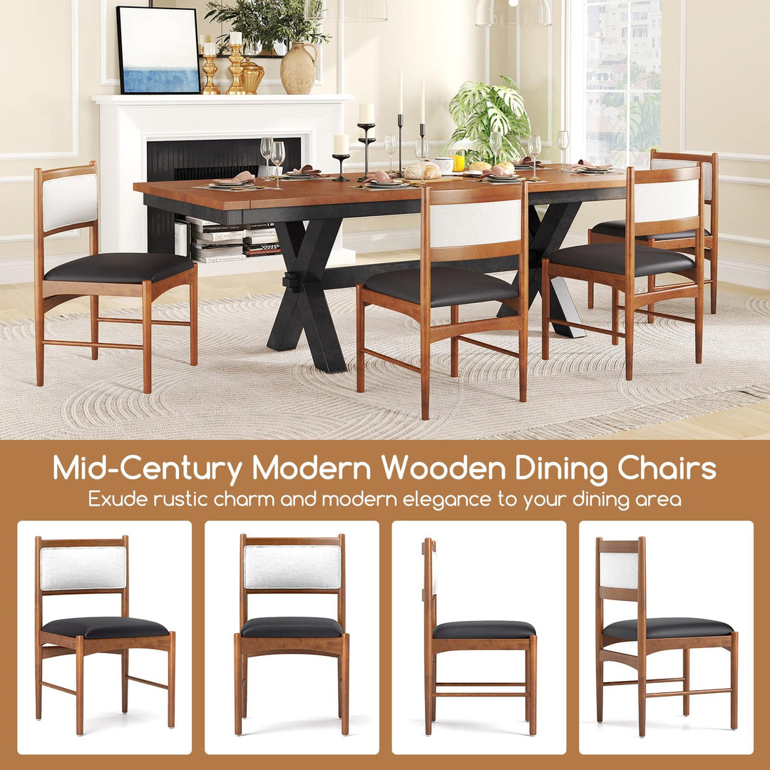 Giantex Wooden Dining Chairs, Upholstered Kitchen Chairs w/Rubber Wood Frame &amp; Faux Leather Padded Seat