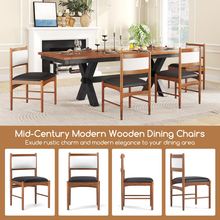 Giantex Wooden Dining Chairs, Upholstered Kitchen Chairs w/Rubber Wood Frame &amp; Faux Leather Padded Seat