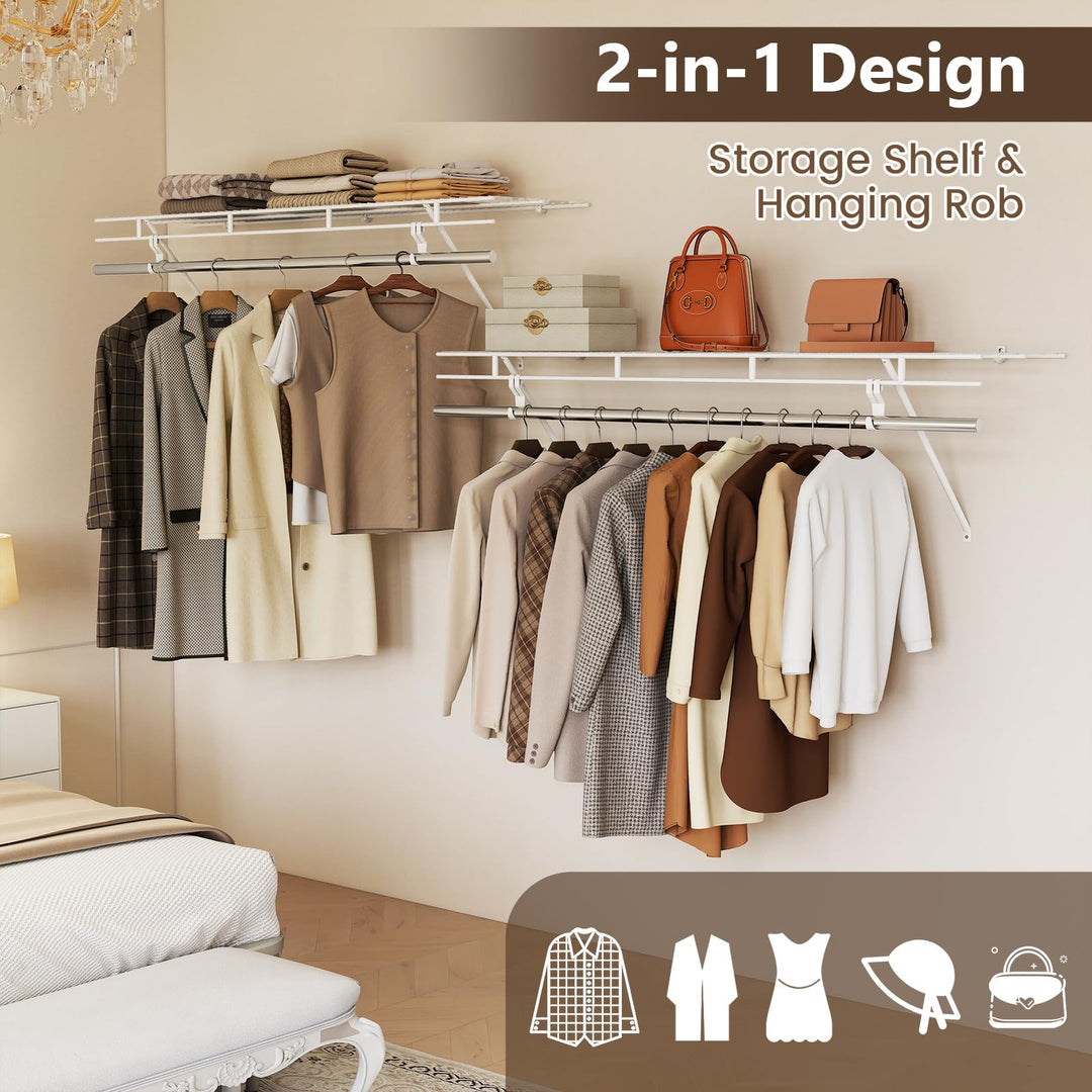 Giantex 4 ft x 12” Metal Wire Storage Shelf &amp; Clothes Rod Organizer