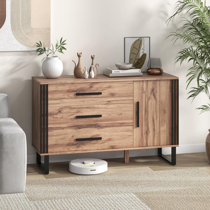 Giantex Buffet Cabinet with Storage, Kitchen Sideboard with 3 Large Drawers &amp; 1-Door Storage Cabinet