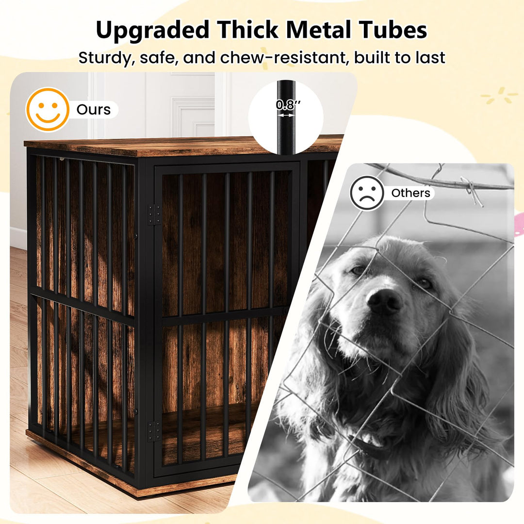 Giantex 47.5" Dog Crate Furniture with Hidden Feeding Drawer &amp; Side Storage Cabinet