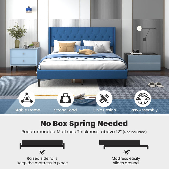 Giantex Queen/Twin Size Platform Bed Frame with Wingback