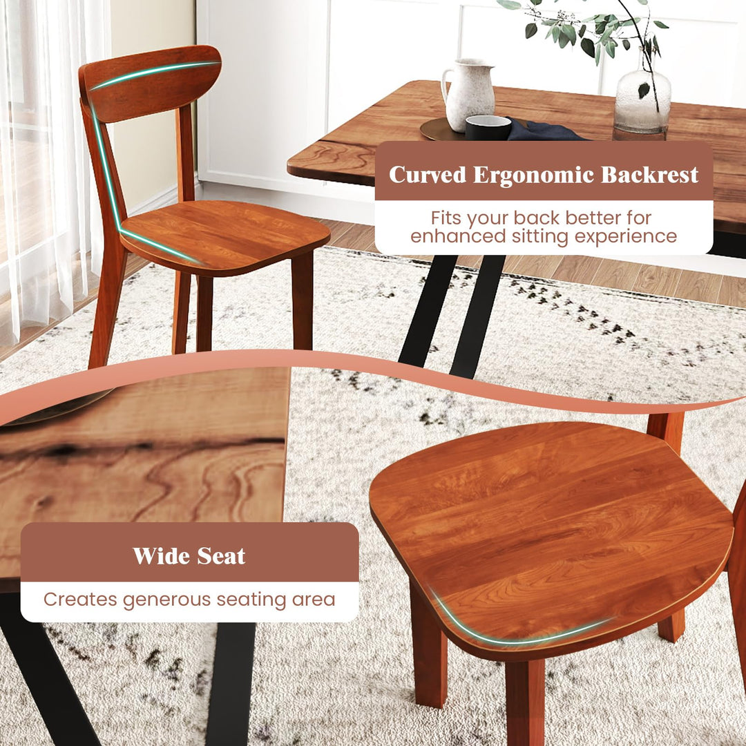Giantex Wooden Dining Chairs, Kitchen Chairs w/Curved Backrest &amp; Solid Rubber Wood Frame