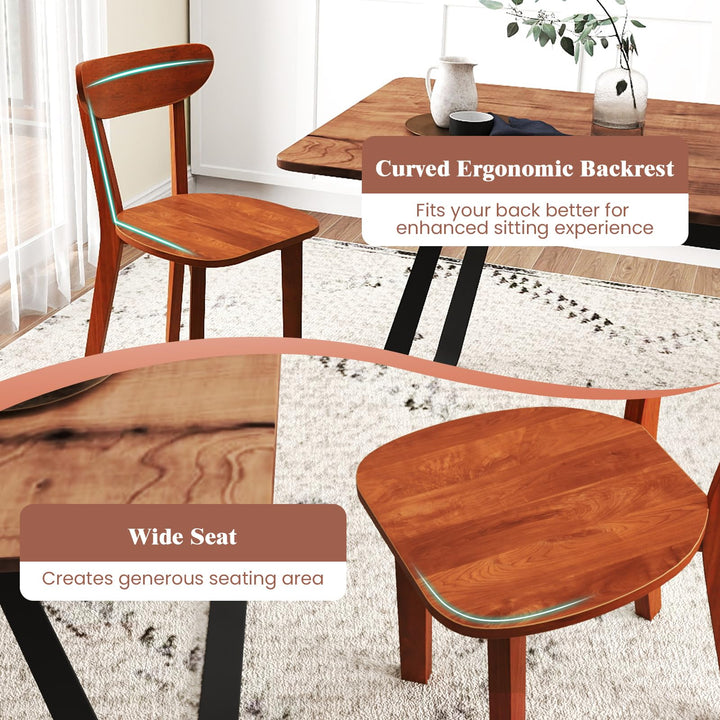 Giantex Wooden Dining Chairs, Kitchen Chairs w/Curved Backrest &amp; Solid Rubber Wood Frame