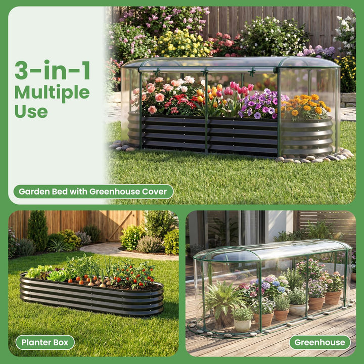 Giantex Raised Garden Bed w/Greenhouse Cover (6x2x1 FT)