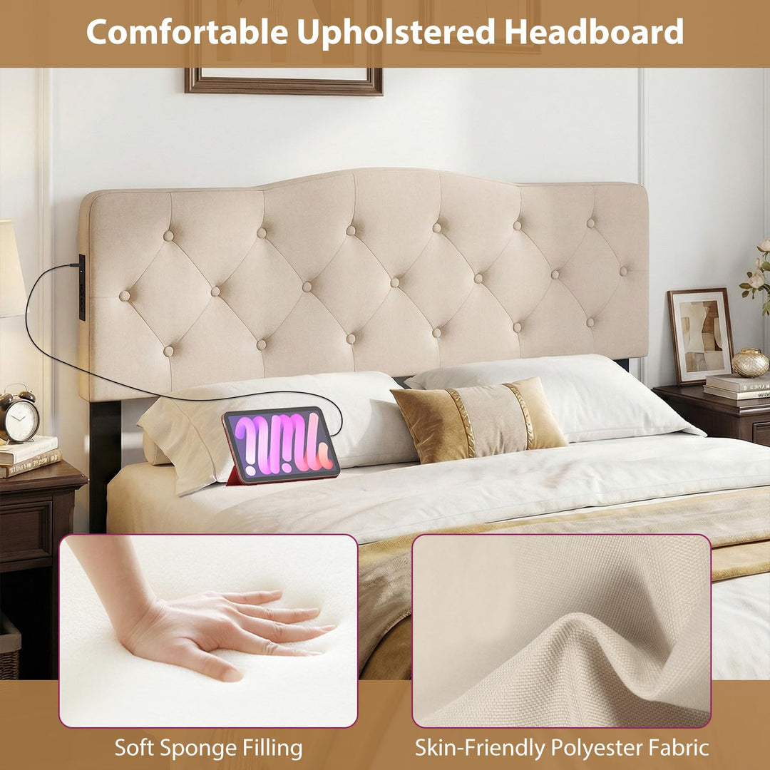 Giantex Headboard with 2 AC Outlets for Queen &amp; Full Size Bed