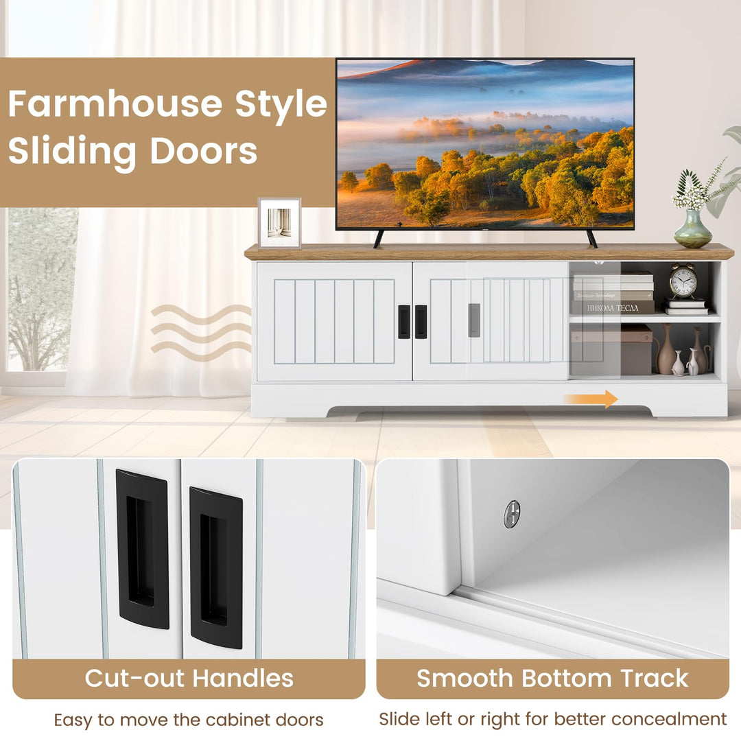 Giantex Farmhouse TV Stand for TVs up to 65" Entertainment Center with Storage Cabinets