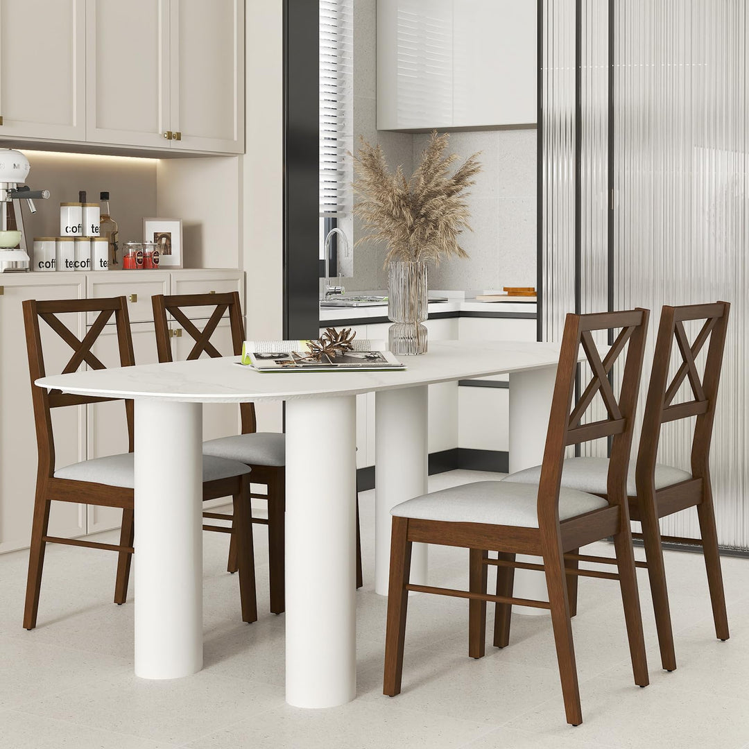 Giantex Wooden Dining Chairs Set of 2/4, Upholstered Kitchen Chairs w/Cross Back &amp; Padded Seat