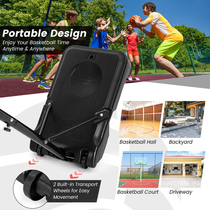 Giantex Basketball Hoop Outdoor Kids - Height Adjustable 5.2 Ft- 6.9 Ft Portable Basketball Hoop Stand with Wheels