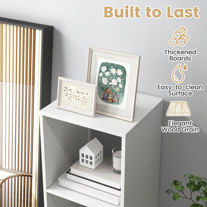 Giantex 3-Cube Bookcase, White Cubby Bookshelf w/Back Guardrail &amp; Anti-Tipping Kits
