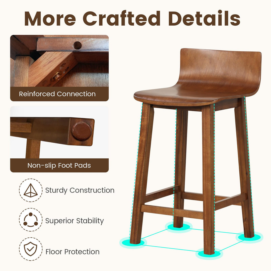 Giantex 2 or 4 Bar Stools Set with Low Back &amp; Footrest