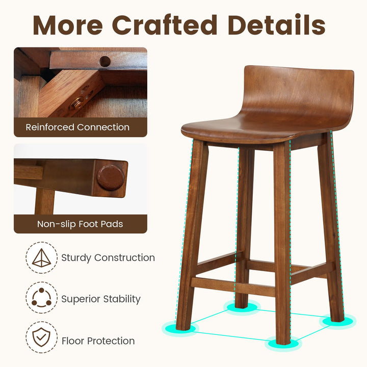 Giantex 2 or 4 Bar Stools Set with Low Back &amp; Footrest
