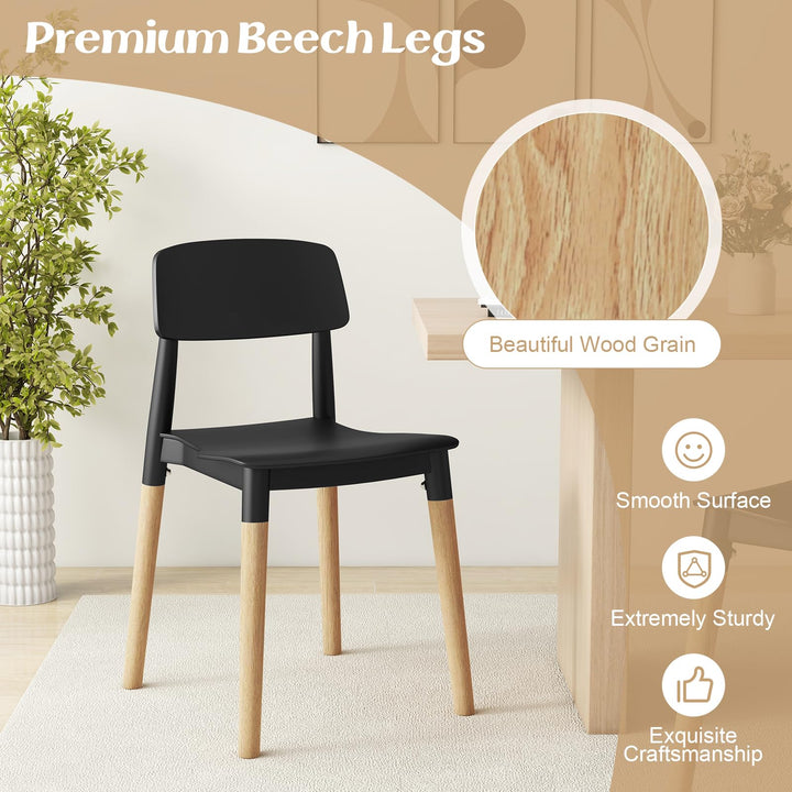 Giantex Wooden Dining Chairs Set of 4, Modern Dining Side Chairs Set w/Ergonomic Backrest, Wide Seat &amp; Sturdy Wooden Legs