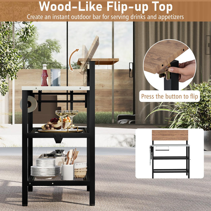 Giantex Outdoor Bar Table with Flip-Up Top &amp; Foldable Side Table