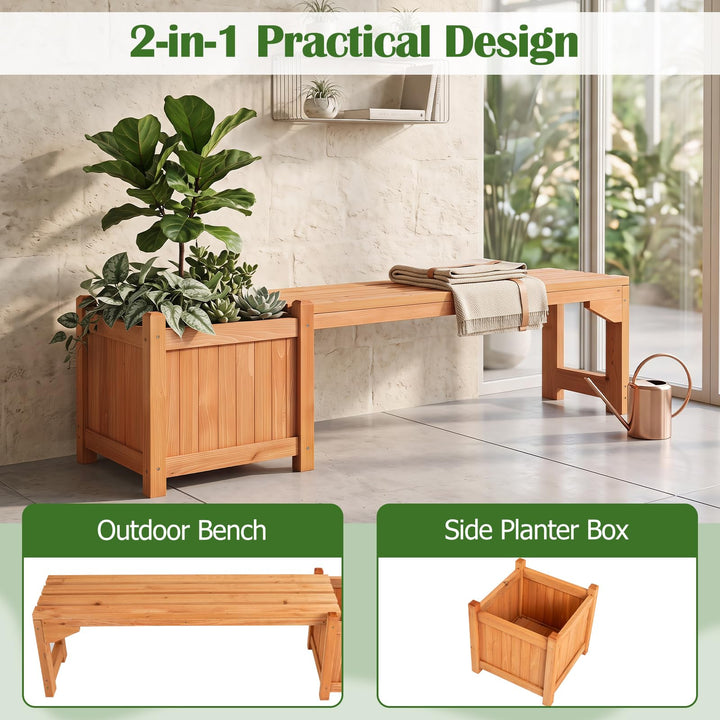 GIANTEX 2-in-1 Outdoor Bench with Raised Garden Bed