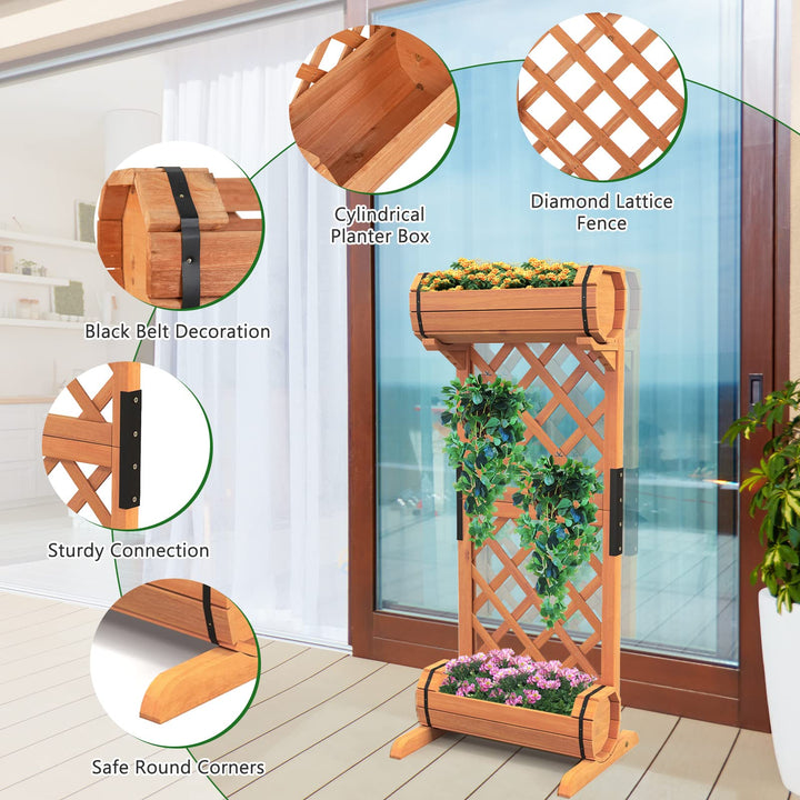 Giantex Raised Garden Bed with 2 Barrel Planters &amp; Trellis
