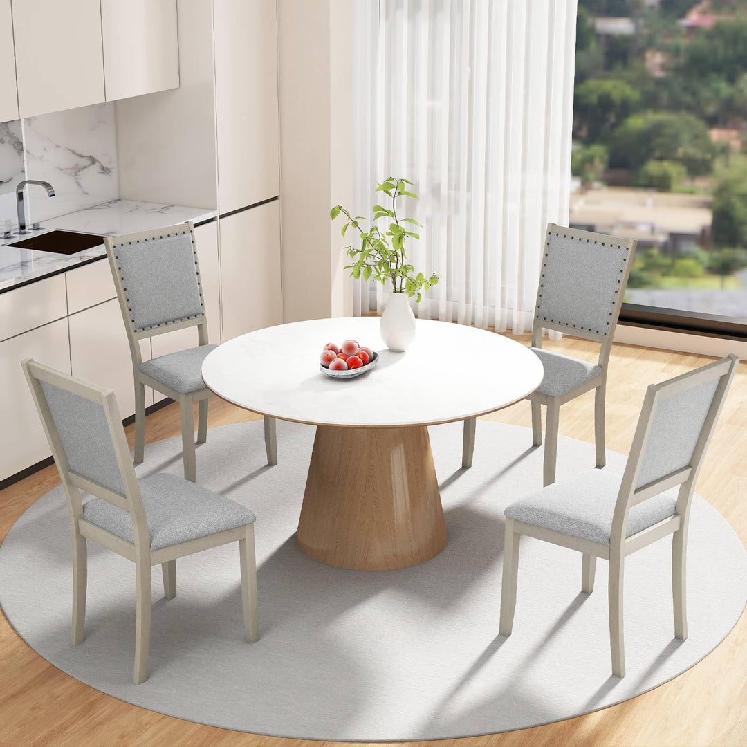 Giantex Dining Chairs Set of 2/4 Fabric Upholstered Kitchen Chairs w/Padded Seat &amp; Back Cushions