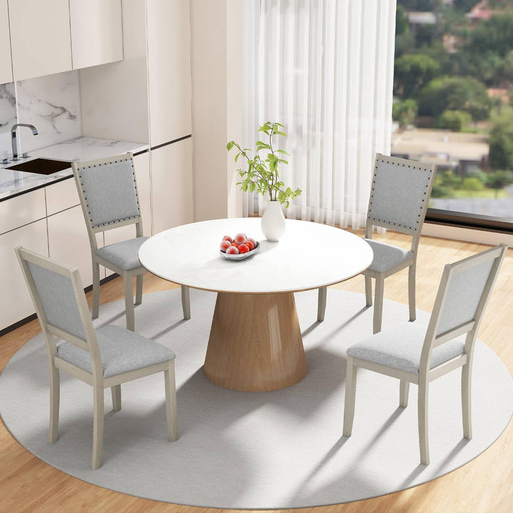 Giantex Dining Chairs Set of 2/4 Fabric Upholstered Kitchen Chairs w/Padded Seat &amp; Back Cushions