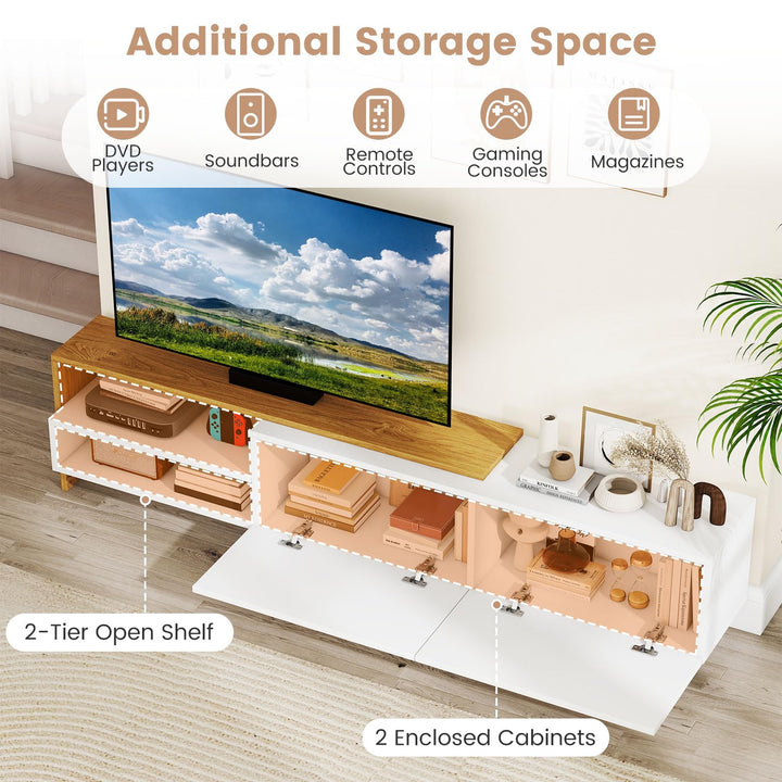 Giantex Modern TV Stand for 80 Inches TVs with Storage Shelves and Cabinets